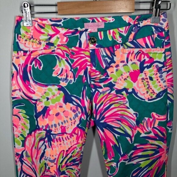 LILLY Pulitzer Kelly Ankle Length Pant in Safari Sighted  Size 0 - Picture 4 of 9